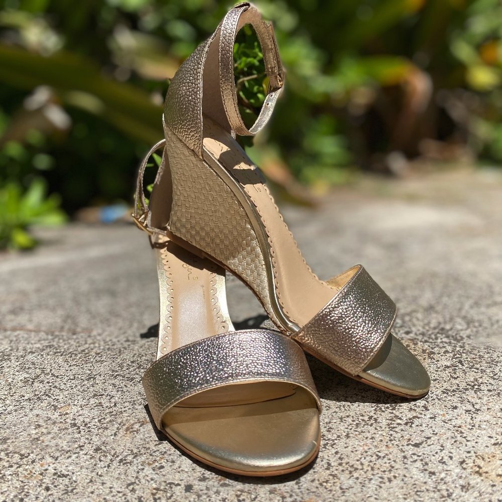 Lilly Pulitzer Bridgette Wedge, Gold + Raffia